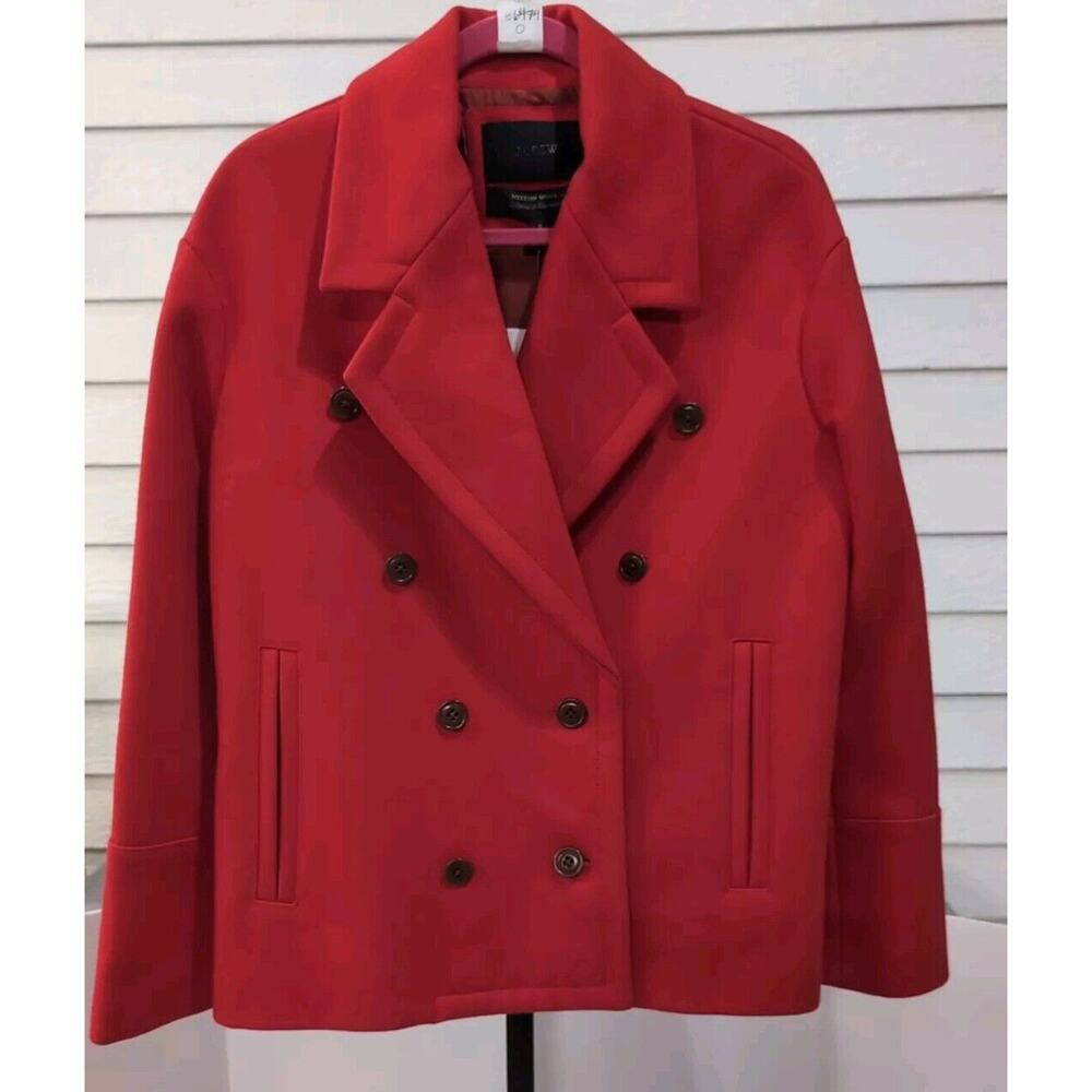 J Crew‎ Melton Wool Peacoat Size 0 NWT Wool Coat B6474 Red NWT New $288